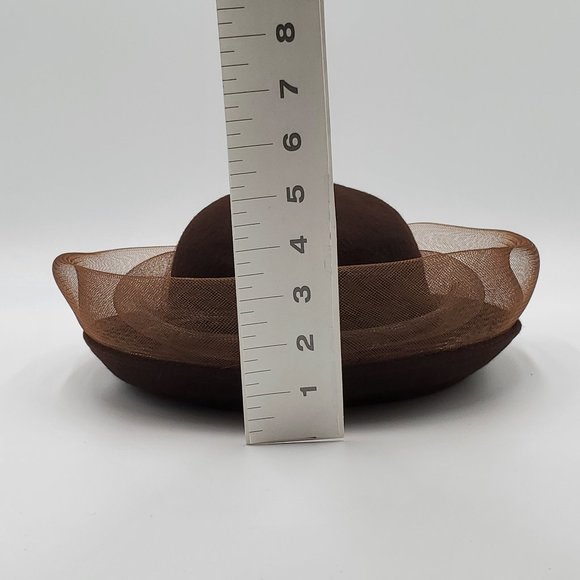 Chocolate Brown Wool Hat with Tulle Trim main image 8